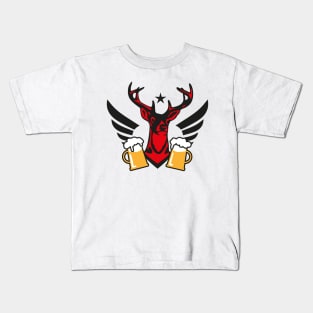 163 Cool Deer Wings Beer drinking Team Prost Party Kids T-Shirt